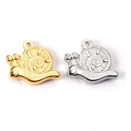 ASON 10pc/lot Stainless Steel Snail Pendant Simple Fashion Charm Gold Silver Color Necklace Bracelet DIY Jewelry Making Supplies
