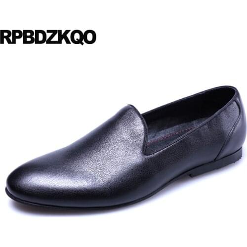 Casual Driving Slip On Men Loafers Luxury Brand Runway Summer Flats High Quality Deluxe Real Leather Shoes Solid Black White