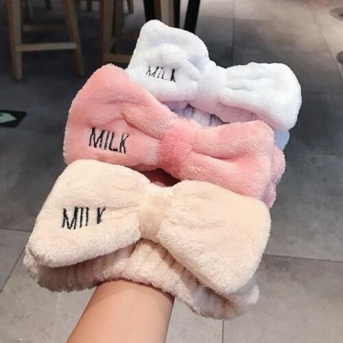Bow Headbands Coral Velvet Hairband Face Wash Makeup Headbands for Women cute Hair Bands for girls Elastic with Hair Accessory
