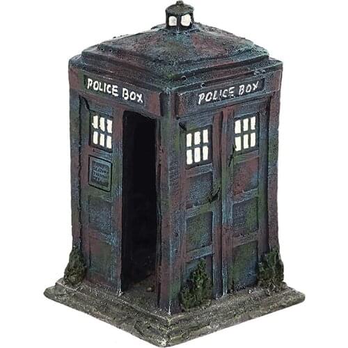 Practical Aquarium Ornament, Resin Police-Station Decoration for Fish Tank, Safe Steady Fish Hideout in Saltwater and Freshwater