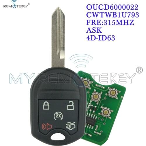 Remtekey CWTWB1U793 Remote key 5 button 315Mhz 4D63 80bit chip for Ford Explorer Ranger Windstar E150 E250 F150 F250 2012 2013
