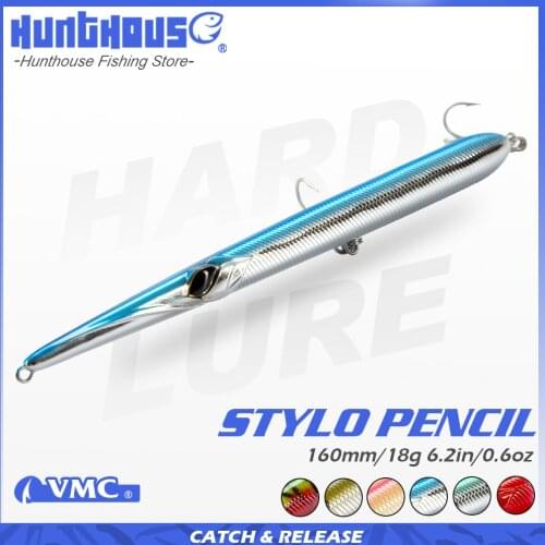 Hunthouse skipping leurre stickbait needle pencil sea fishing lure 205mm 31g floating 36g slow sinking garfish stylo 210 lw118