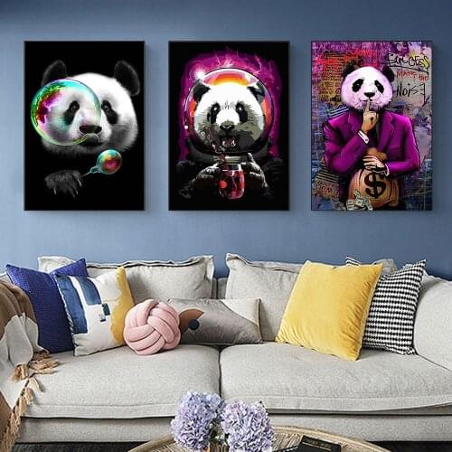 Cute Panda Canvas Art Posters And Prints Animals Canvas Paintings On the Wall Art Cartoon Pictures For Kids Room Wall Decor