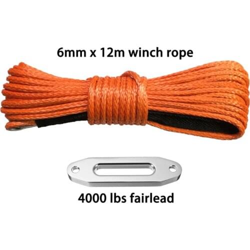6mm*12m synthetic winch rope with 4000lbs fairlead ,4x4 offroad uhmwpe rope line