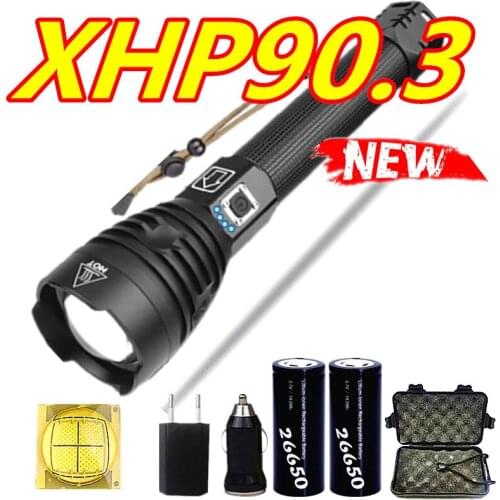 Super XHP90.3 ultra bright led flashlight light most powerful flashlights Rechargeable 26650 Battery usb lantern zoom Hand lamp