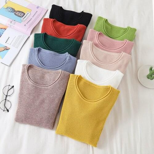 Womens Sweater Long Sleeve Winter Clothes Knitted Woman Sweaters Pullovers Spring Autumn Basic Womens Jumper Slim