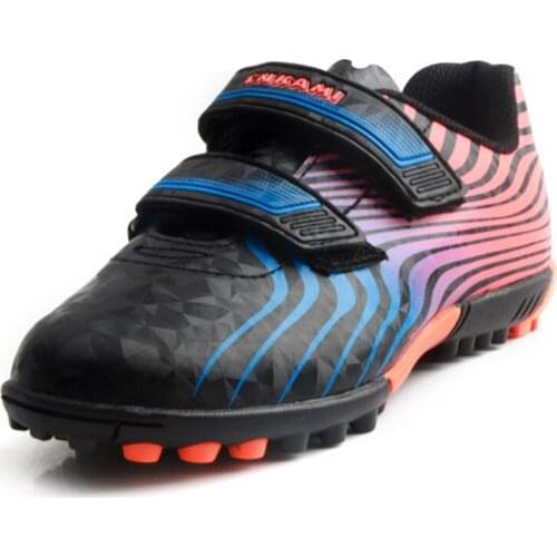 TIEBAO 2021 Kids Football Boots Men Breathable Soccer Cleats Antiskid Natural Rubber Outsole Football Shoes Hook And Loop Upper