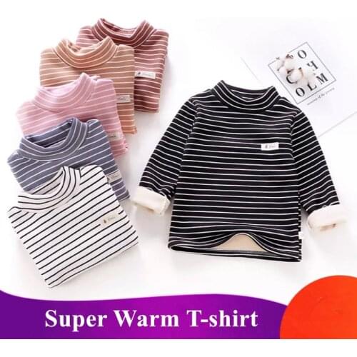 Fleece Lining Thick Toddler Boys Girls Sweatshirts Warm Autumn Winter Coat Sweater Baby Long Sleeve Outfit Tracksuit Kids Shirt