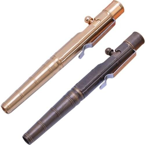 Solid Brass Gel Ink Pen Retro Bamboo Node Bolt Action Writing Tool School Office Stationery Supplies