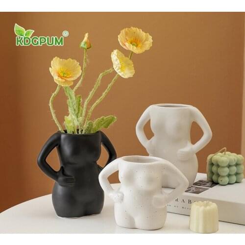 Ins Creative Flower Utensils, Household Decorations, Splash Ink Cups, Nordic Style Fork Waist Human Body Art Vase