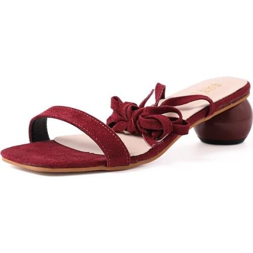 Sandals women 2019 Summer New Lace-Up Ankle Strap Mid heel Casual Lady Sandal