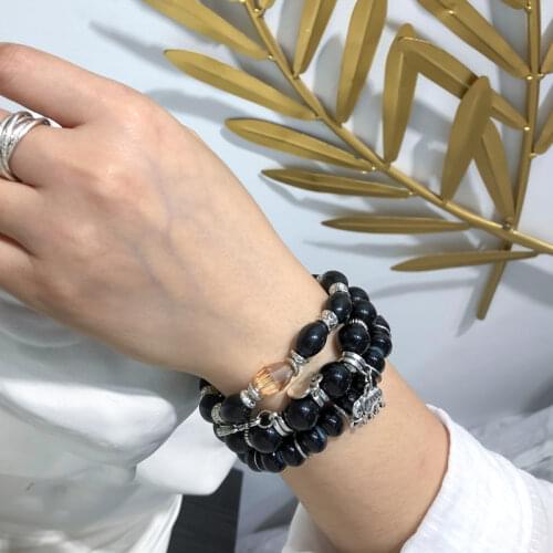 Bohemian Women Multilayer Beaded Bracelets Ethnic Heart Wings Elephant Pendant Personality Femme Bracelets Bangle Jewelry