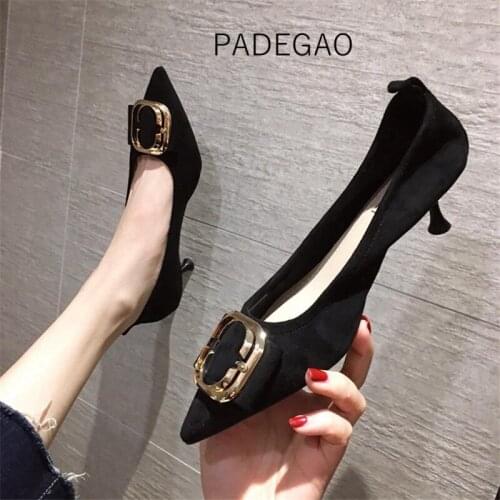 Women Shoes 2020 High Heel Black Elegant Dress Shoes Women Button Fashion Women Heels