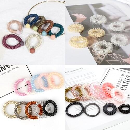 1-5Pcs Shining Colorful Womens Scrunchies Telephone Wire Elastic Hair Bands Rubber Ponytail Rope for girls Hair Accessories