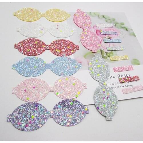 1set Glitter Noctilucence Bow Patch Appliques For Diy Kids Hair Clip Accessories Ties Decor Handmade Material Patches