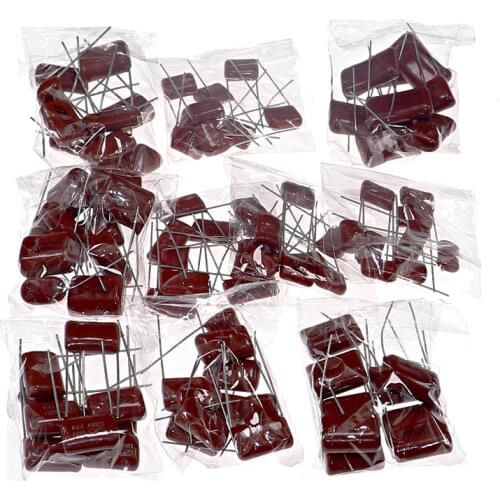 100pcs/lot 10values x 10pcs 1000V 0.001uf~0.12uf CBB metal film capacitors Assortment Kit