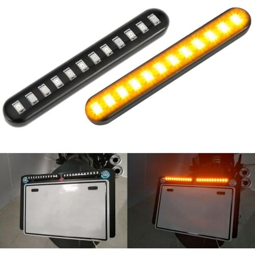 2pcs Motorcycle 3000K LED License Plate Light Waterproof Antifreeze Yellow Turn Light Rear Waterfall Lamp Indicator Taillight