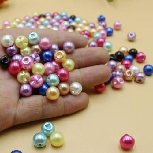 50pcs 6/8/10/12mm pearl button in Colorful wedding decoration side hole Sewing buttons garment crafts buttons scrapbook accessor