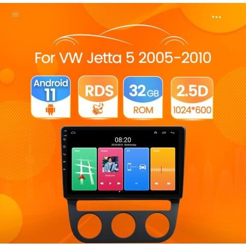 HD 1024*600 2+32G Android 11 2.5D Screen Car Radio Multimedia GPS Navi Player for VW Volkswagen Jetta 5 2005 - 2010 Stereo Unit