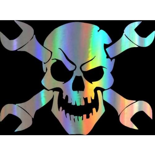 Car Stickers 3D Skull Mechanic Wrench 15.2*10.9cm Stickers and Decals Car Styling JDM Car Sticker Funny Sticker On Cars
