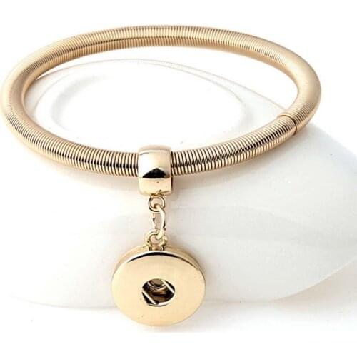 Simple 3 Colors 230 Vintage Elastic 18mm Snap Button Bracelet Bangle Interchangeable Charm Jewelry For Women gift