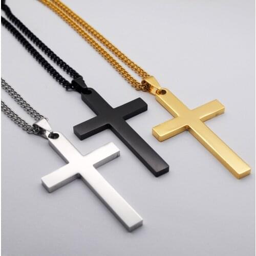 Cross Necklace Pendant Women Jewelry Gift Christian Chain Titanium Stainless Steel for Man Male or Female 2021 Metal Fashion