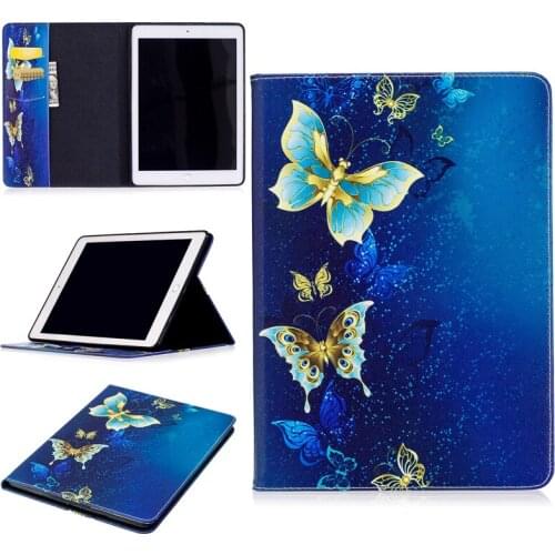 Colored Drawing PU Leather Tablet PC Case with Kickstand For Apple New iPad 9.7"(2017) Flip Tablet Case with Wallet Card Holders