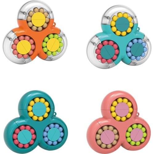 Decompression Keychain Rotating Magic Bean Toys Triangular Rotating Toys Educational Parent-child Interaction Puzzle Cube Toy
