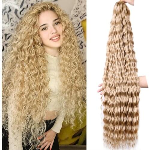 Full Star Synthetic Deep Wave 32 Inch Ombre Color Bulk Braid Hair Extensions Wholesale Synthetic Hair For Braids Crochet Hair