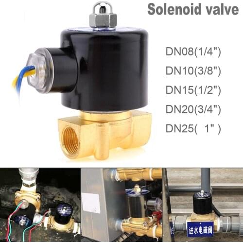1/4" 3/8" 1/2" 3/4" 1" Brass Electric Solenoid Valve DC12V DC24V AC220V 110V Normally Closed Solenoid Valve for Water Oil gas