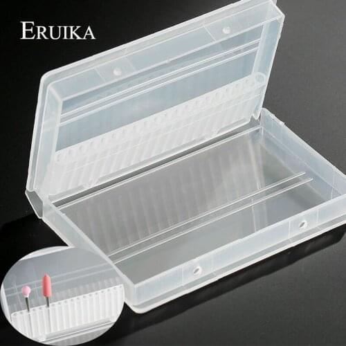 ERUIKA 1PC Transparent Acrylic Nail Drill Bit Box 20 Holes Plastic Display Stand Container for 3/32" Bits Drill Exhibition