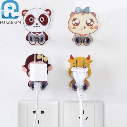 FURGERIN 2PCS/LOT Key Holder Organizer plug holder sticky hooks Self Adhesive Wall Hooks Decorative cable organizer key hanger