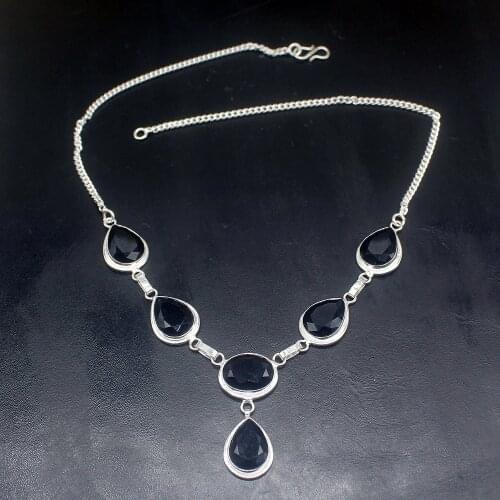 Gemstonefactory Jewelry Big Promotion 925 Silver Amazing Shiny Blue Topaz Women Ladies Gifts Chain Necklace 48cm 202101577