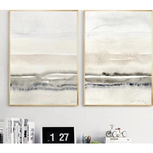 Beige and Grey Canvas Paintings Abstract Watercolor Posters and Prints Modern Minimalist Wall Art Pictures Home Decor Cuadros