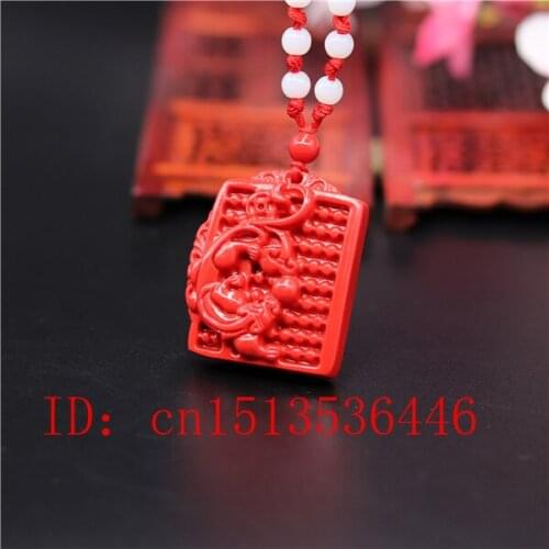 Chinese Cinnabar Abacus Lucky Pixiu Pendant Fashion Necklace Charm Jewellery Amulet Luck Gifts for Man Women
