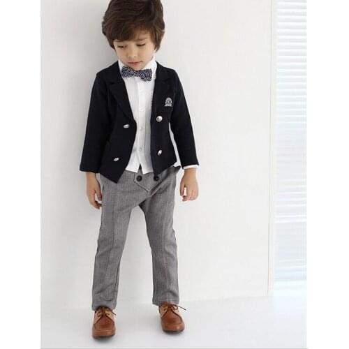 New 4PCS Boys Wedding Costume with England Style Boys Formal Blazer Suit Children Spring Clothing Set boys suits for weddings