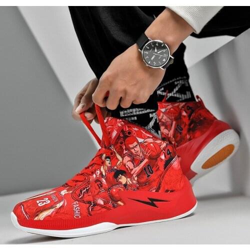 Fashion Cartoon Painting Hip hop Basketball Shoes Men Red Non-slip High top Platform Basketball Sneakers Men bambas hombre 2021
