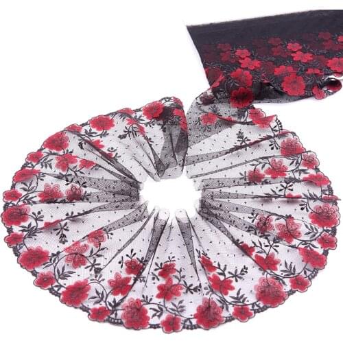 MLAEY 2Yards red Exquisite Embroidered Flower Lace Trim High Quality Lace Fabric DIY Craft&Sewing Dress Clothing Accessories