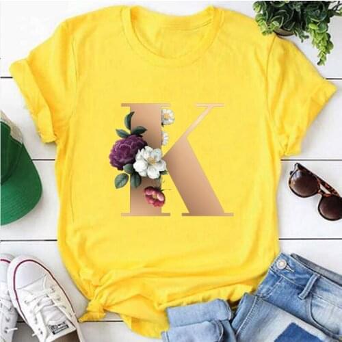 2021 Fashion Summer Oversized Flower Letter Print Tee Shirt Casual Korean Version Girls Blouse Friends Gift