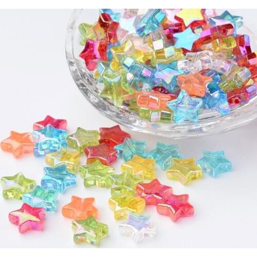 Fashion 10MM new five star shape beads loose DIY acrylic AB effect middle hole beads 100 pieces y14245