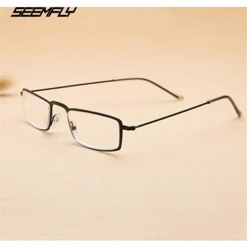 Seemfly Ultralight Fashion Men Women Reading Glasses Classic Stainless Steel Frame Presbyopia Eyeglasses HD Resin Lens Eyewear