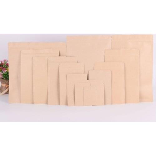 Hot 100pcs 13 kinds size brown kraft paper aluminium foil zip lock bag food packaging bag ziplock coffee candy bag jewelry bags