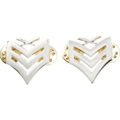 PAIR US USMC MARINE CORPS SERGEANT RANK METAL INSIGNIA BADGE PIN SILVER