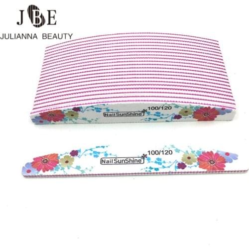 50Pcs 100/120 Grit Nail Files Moon Style Nail Art Sanding Buffers for Manicure Pedicure Professional Block Set