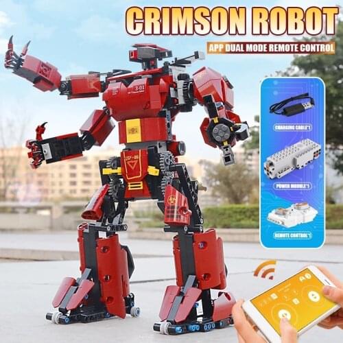 MOULD KING 15038 Creative Toys APP RC Controlled Motorized Crimson Robot Model High-Tech Building Block Brick Kid Christmas Gift