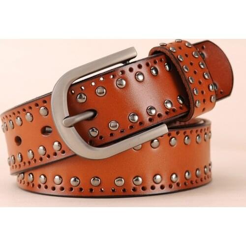 2021 Shiny Pyramid Fashion Rivet Belt Men&Womens Studded Belt Punk Rock With Pin Buckle Free Shipping
