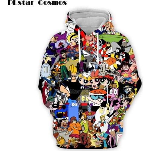 PLstar Cosmos Fashion men hoodies 90s Cartoon Gang Character collage 3D Printed Hoodie Unisex streetwear Hooded Sweatshirt