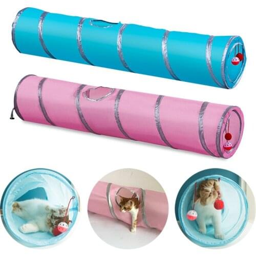 Cat Tunnel Toy Pet 2 Holes Play Tubes Balls Collapsible Crinkle Kitten Toys Puppy Ferrets Rabbit Play Dog Single Channel Tubes