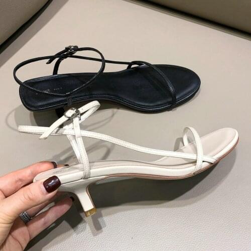 EshtonShero Summer Shoes Woman Sandals Sheepskin Thin Med Heels Platform Slingback Pointed Toe Ladies Wedding Shoes Size 3-8