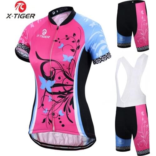 X-Tiger Short Sleeve Women Cycling Jerseys set Breathable Mountain Bike Clothes Women Bicycle Cycling Clothing Ropa Ciclismo